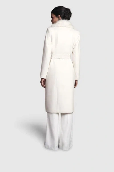 Coast Faux Fur Collar Belted Midi Coat In White