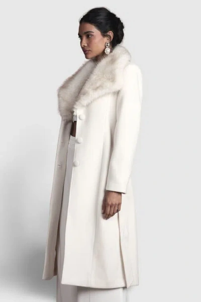 Coast Faux Fur Collar Belted Midi Coat In White