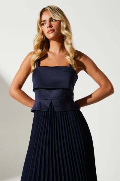 Coast Petite Square Neck Midi Dress In Blue