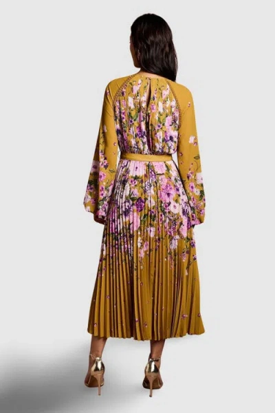 Coast Floral Pleated Georgette Midi Dress In Multi