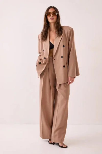 Nasty Gal Double Breasted Oversized Blazer In Brown