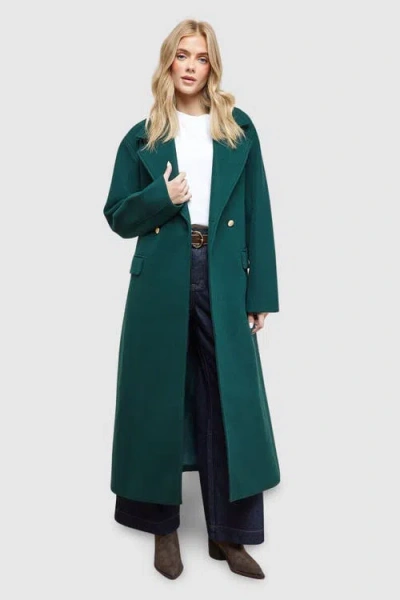 Oasis Tie Belt Detail Midi Coat In Green
