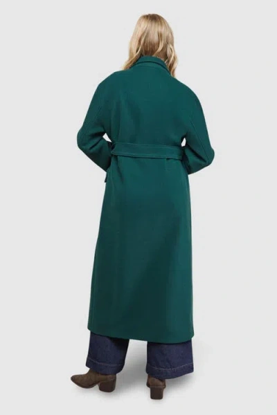 Oasis Tie Belt Detail Midi Coat In Green