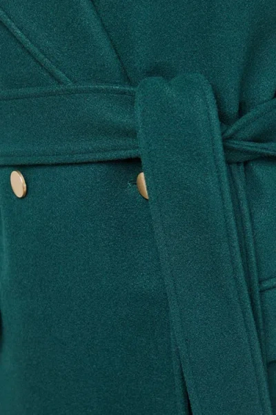 Oasis Tie Belt Detail Midi Coat In Green