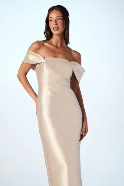 Coast Honoured Twill Bardot Maxi Dress In Neutral
