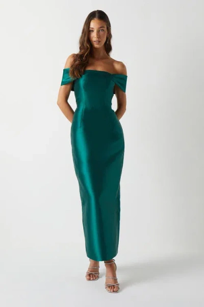 Coast Honoured Twill Bardot Maxi Dress In Green