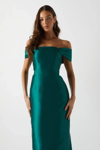 Coast Honoured Twill Bardot Maxi Dress In Green