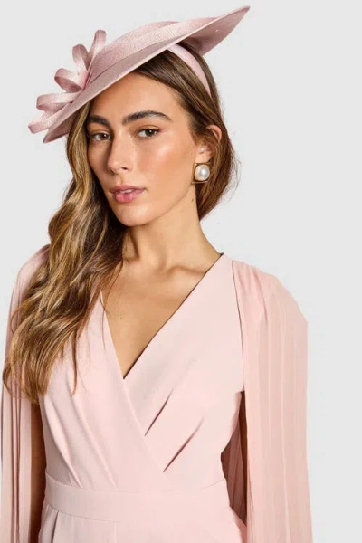 Coast V Neck Pleated Long Sleeve Jumpsuit In Pink