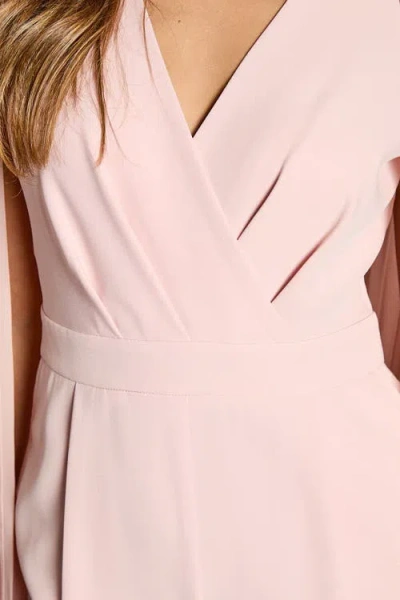 Coast V Neck Pleated Long Sleeve Jumpsuit In Pink