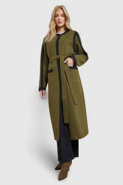 Oasis Tipped Coat In Green