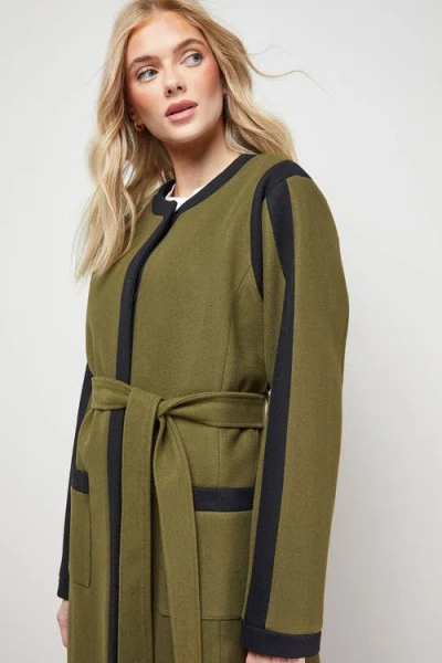 Oasis Tipped Coat In Green