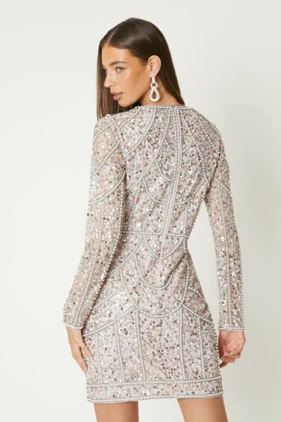 Coast Long Sleeve Sequin Mini Dress In White