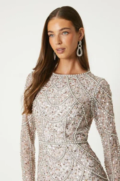 Coast Long Sleeve Sequin Mini Dress In White