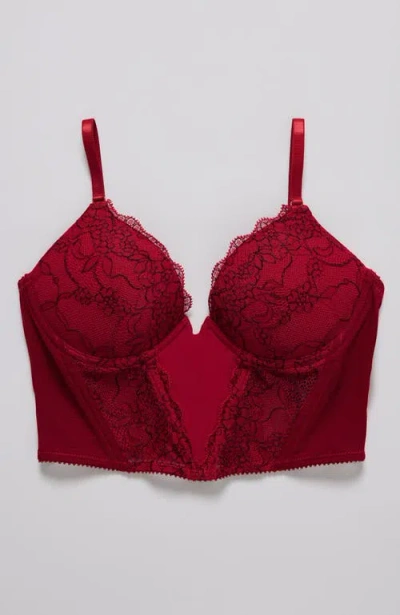 Pepper Lace Lift Up Corset Top In Red