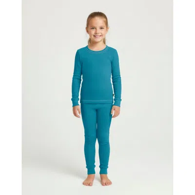 City Threads Girls Soft & Cozy Thermal Long Johns 2-piece Set In Blue