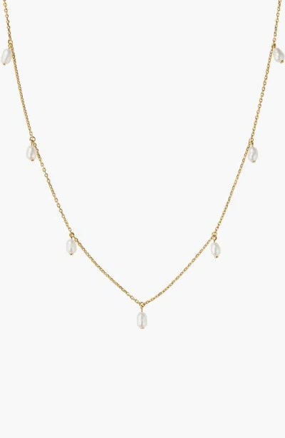 Mejuri Tiny Pearl Station Necklace In White