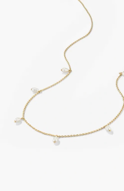 Mejuri Tiny Pearl Station Necklace In White