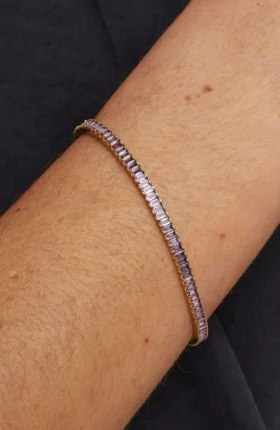 Aurate New York Lab Grown Amethyst Baguette Tennis Bracelet In Yellow