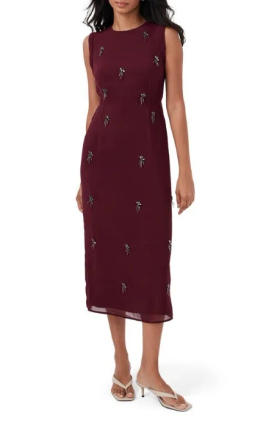 Mint Velvet Diamante Midi Dress In Burgundy