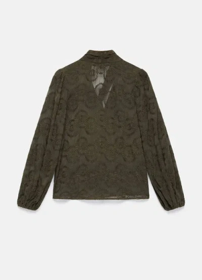 Mint Velvet Floral Tie Neck Blouse In Green