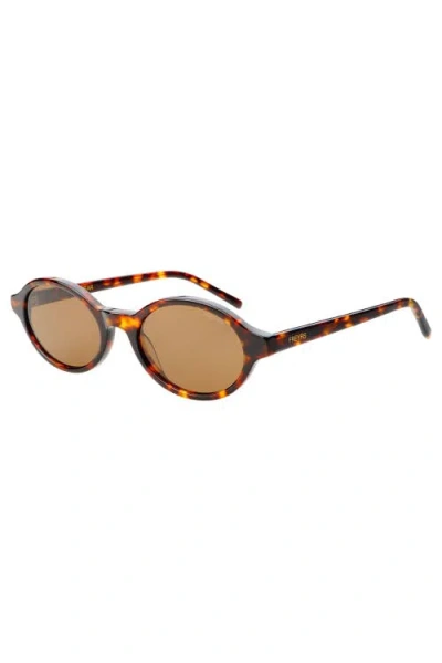 Freyrs Eyewear Zoe Oval Sunglasses In Brown