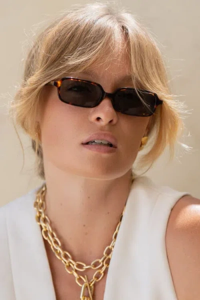 Freyrs Eyewear Miki Rectangular Sunglasses In Brown