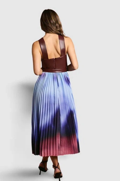 Coast Pu Cross Neck Belted Midi Dress In Multi