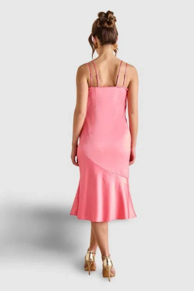 Coast Lace Insert Satin Fitted Dress In Pink