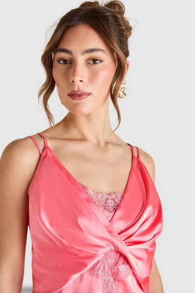 Coast Lace Insert Satin Fitted Dress In Pink