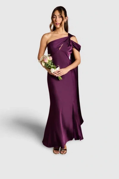 Coast Satin Fishtail Maxi Dress In Purple