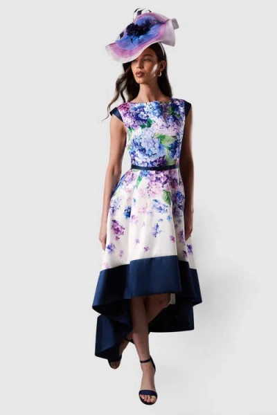 Coast Twill Hi-lo Floral Midi Dress In Multi