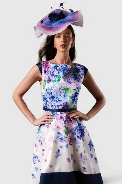 Coast Twill Hi-lo Floral Midi Dress In Multi