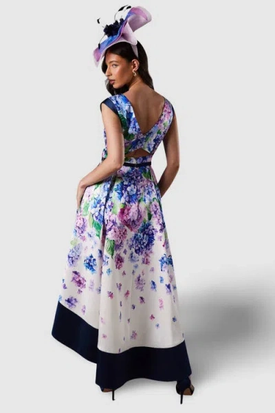 Coast Twill Hi-lo Floral Midi Dress In Multi