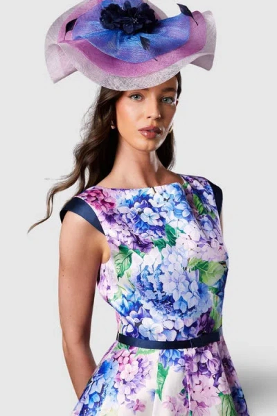 Coast Twill Hi-lo Floral Midi Dress In Multi