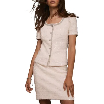 Mint Velvet Boucle Diamante Trim Top In White