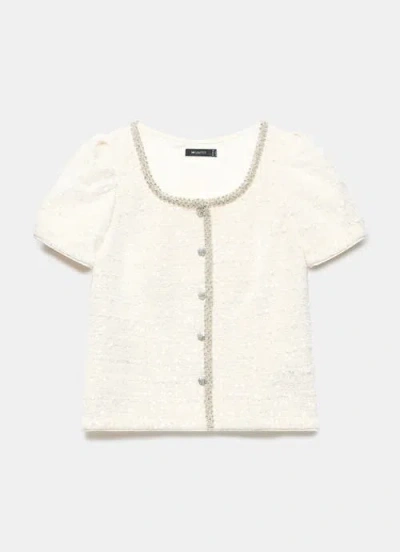 Mint Velvet Boucle Diamante Trim Top In White