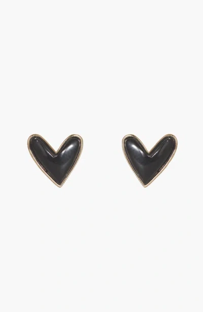 Nickel & Suede Sweetheart Stud Earrings In Multi