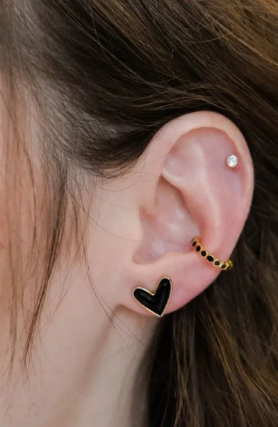 Nickel & Suede Sweetheart Stud Earrings In Multi