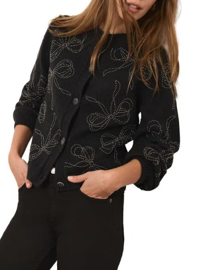 Mint Velvet Bow Detail Embellished Cardigan In Black