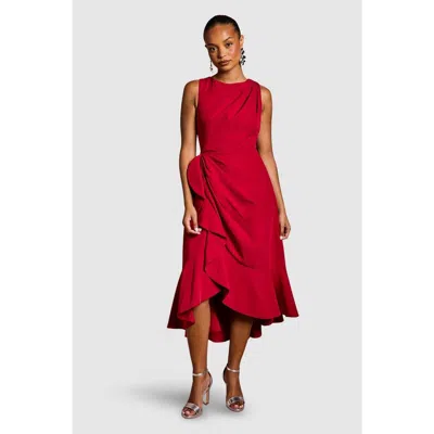 Coast Petite Crepe Ruffle Low Back Dress In Red