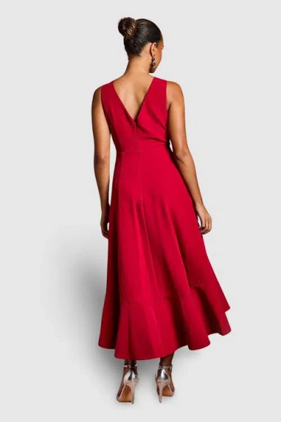 Coast Petite Crepe Ruffle Low Back Dress In Red