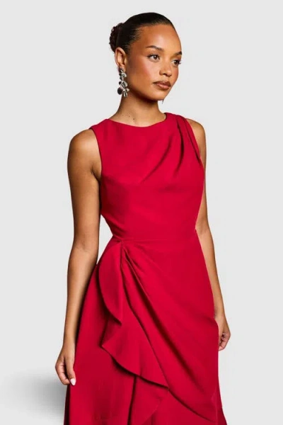 Coast Petite Crepe Ruffle Low Back Dress In Red