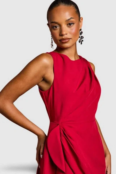 Coast Petite Crepe Ruffle Low Back Dress In Red