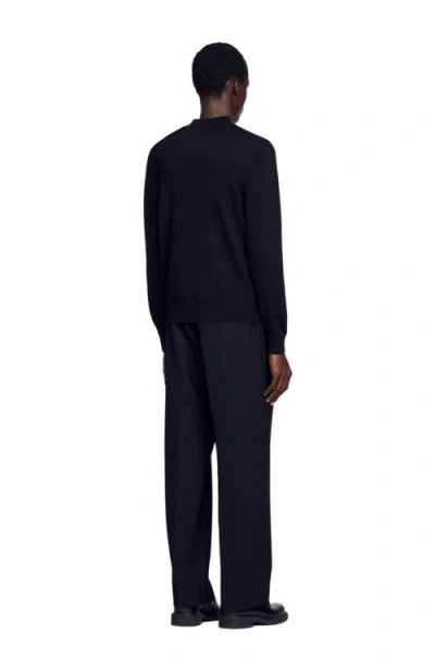 Sandro Wool Sweater With High Neck In Blue