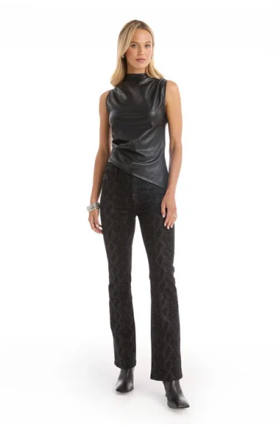 The Noli Shop Zaina Leather Top In Black