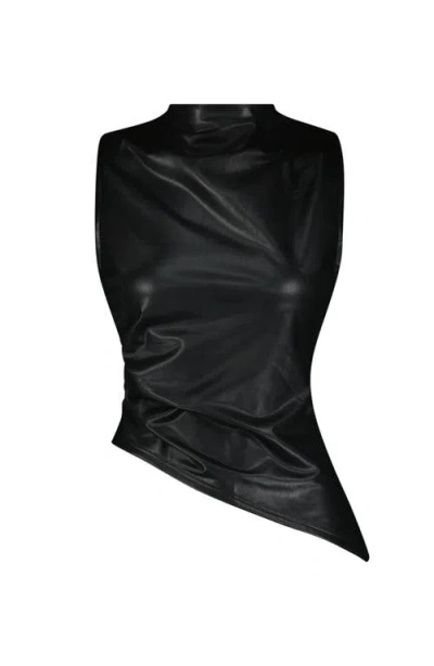 The Noli Shop Zaina Leather Top In Black