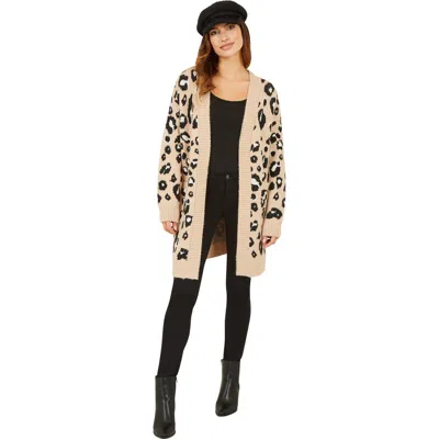 Yumi Animal Intarsia Knit Long Cardigan In Multi