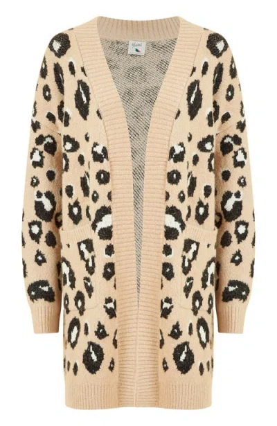 Yumi Animal Intarsia Knit Long Cardigan In Multi