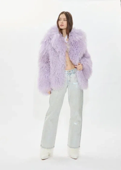 Sparkl Ur Famous  Fur Coat In Purple