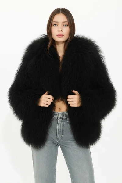 Sparkl Ur Famous  Fur Coat In Black